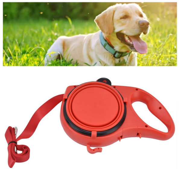 Pet Leash with Foldable Bowl