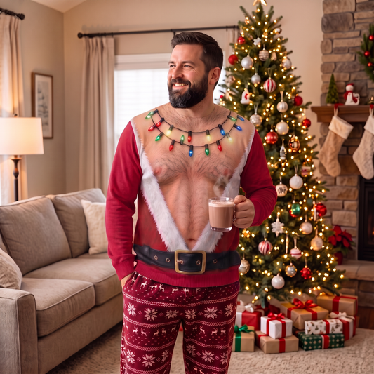 Santa Bare-Chest Christmas Sweater